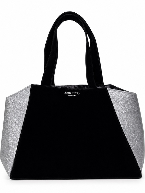 Jimmy Choo Handbags - Jimmy Choo large Black Velvet Tote bag with Silver Glitter Panels